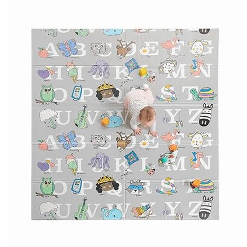 Regalo Extra Large Baby Play Mat 77” x 71”, Foldable Foam Floor Mat for Babies & Toddlers, Waterproof Reversible Alphabet Learning Mat, Tummy Time & Indoor Outdoor Use