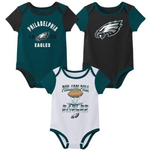 NFL Philadelphia Eagles White Newest Fan 3pk Bodysuit - 6-9M