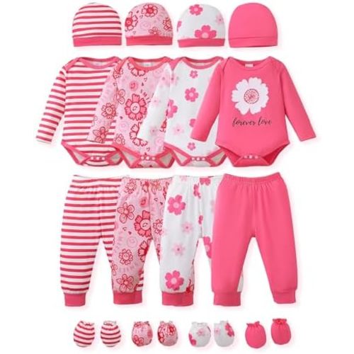 NZRVAWS Newborn Baby Boy Girl Clothes Unisex Preemie Infant Must Have Pants Set Outfits 0-18 Months 20 Pcs Essentials Gift