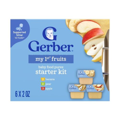 Gerber Baby Food Stage 1 My 1st Fruits Starter Kit Puree Tubs 2oz/6pk