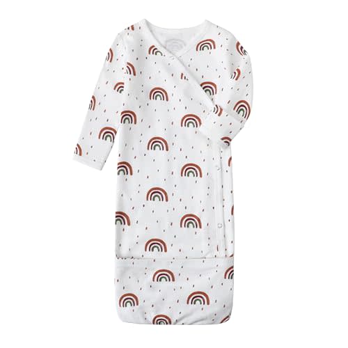 O2 BABY 100% Organic Cotton Kimono Gown with Mittens & Fold-Over Pouch