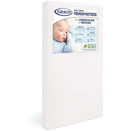 Graco Premium Foam Crib & Toddler Mattress – 2021 Edition, GREENGUARD Gold and CertiPUR-US Certified, 100% Machine Washable, Breathable, Water-Resistant Cover, Ideal Firmness for Infants