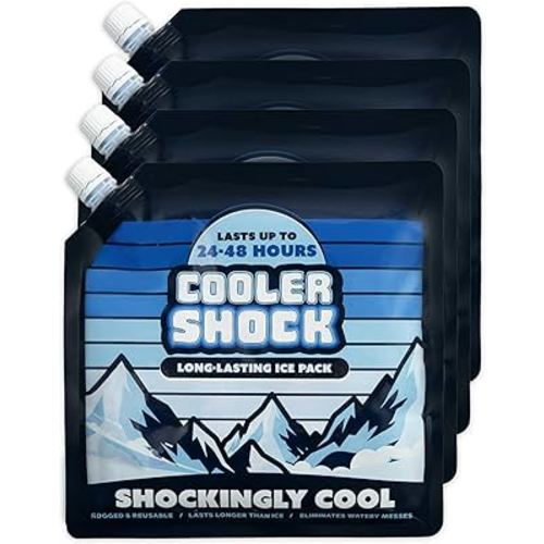 Cooler Shock Reusable Ice Packs for Cooler - Long Lasting Cold Freezer Packs for Coolers and Lunch Boxes - Cooler Ice Packs for Camping Gear, Fishing, Road Trips, Beach Must Haves