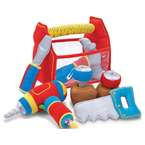 Melissa & Doug Toolbox Fill and Spill Toddler Toy With Vibrating Drill (9 pcs)