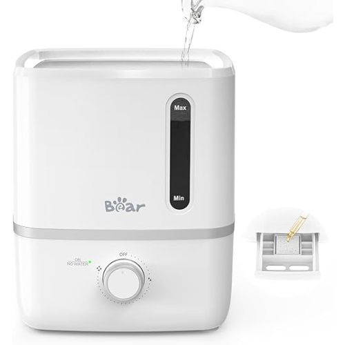 Bear Humidifiers for Bedroom, 2.5L Cool Mist Humidifiers and Oil Diffuser, Quiet Rapid humidifiers for Home Whole House, with Adjustable Mist Output and Auto Shut-off, White