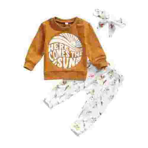 0-3T Fall Baby Girl Clothes Set 6M 12M 18M 24M Avocado Pullover Sweatshirts Tops Floral Pants Outfits Cute Toddler Clothes