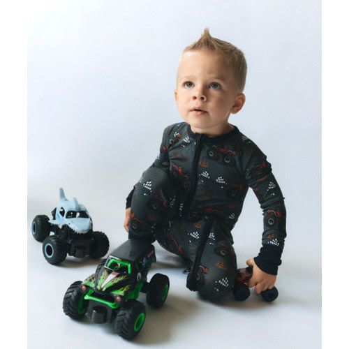 Monster Trucks Zip Romper
