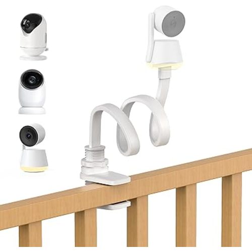 Dr.Care Baby Monitor Mount, Universal Adjustable Baby Camera Holder Clip Mount, Compatible with All Baby Monitor Cameras, Flexible Long Gooseneck Arm for Crib Without Tools