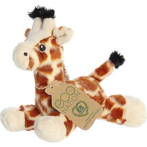 Aurora® Responsibly Made Eco Nation™ Eco Softies™ Giraffe Stuffed Animal - Ideal for Playtime Adventures - Perfect for Birthdays or Just Because - Orange 8 Inches