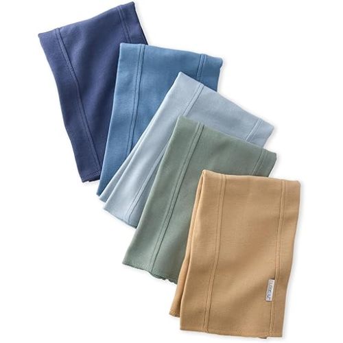 Butterblu Bailey 5-Pack Burp Cloths 100% Organic Cotton Knit for Newborn & Baby Boys & Girls, Terra, One Size