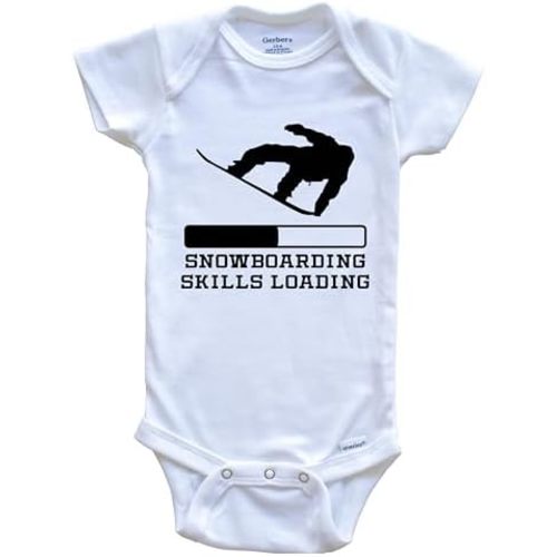 Snowboarding Skills Loading Funny Snowboard Humor One Piece Baby Bodysuit