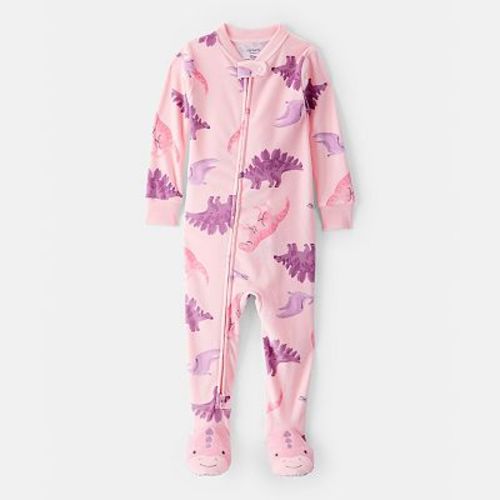 Baby & Toddler Girl Carter's One-Piece Fleece Dinosaur Loose Fit 2-Way Zip Pajamas