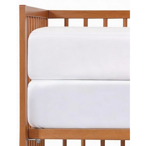 Baby Crib Sheets for Boys & Girls - Pack of 2 Fitted Microfiber Crib Sheets for Standard Crib & Toddler Mattress - Soft, Breathable & Wrinkle Free - Machine Washable, Oeko Tex - 52x28x8in - White Duo