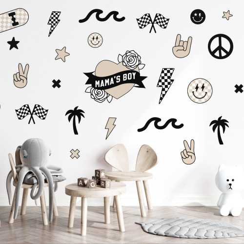 Peel & Stick Fabric Wall Stickers - Boyhood | Reusable Removable Repositionable Wall Decals for Kids Playroom Decor