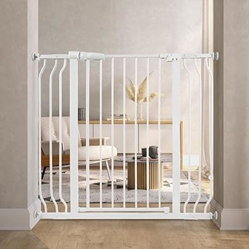 BalanceFrom Easy Walk-Thru Baby and Pet Safety Gate with Hold-Open and Auto-Close – Adjustable Steel Barrier for Stairs, Doorways, and Hallways, No Drilling Installation