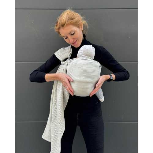 Muslin Ring Sling baby carrier for newborn and toddler, 100% Organic Cotton ring sling, Light Gray Muslin ring sling