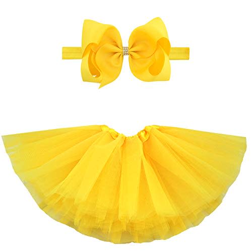 BGFKS 5 Layered Toddlers Tulle Tutu Skirt for Girls with Headband for Baby Girl 0 to 36 Months