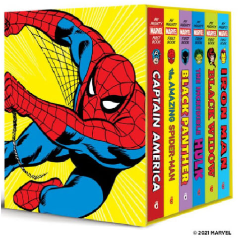 My Mighty Marvel First Book Collection: 6 Board Books: Captain America, Spider-Man, Black Widow, Black Panther, the Hulk, and Iron Man! by Marvel Entertainment, Hardcover | Barnes & Noble®