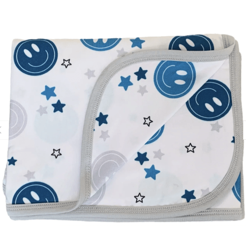 Blue Smiley Blanket – HoneyBug