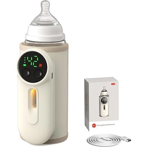 Portable Bottle Warmer for Baby Fast Baby Milk Warmer Multi-Function Milk & Formula Heater Even Heating & Defrosting Fits Most Bottles Ideal for Travel & Home Baby Feeding On The Go