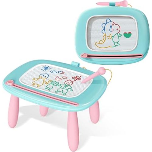 Kikidex Toddlers Toys Age 1-3, Magnetic Drawing Board, Doodle Board Pad Learning and Educational Toys for 1 2 3 Year Old Kids Birthday Gift (Mint Blue)