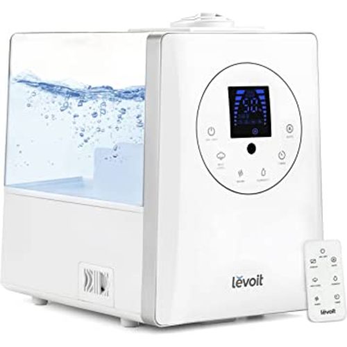 LEVOIT Humidifiers for Bedroom Large Room Home, 6L Warm and Cool Mist Ultrasonic Air Vaporizer for Plants and Whole House, Built-in Humidity Sensor, Essential Oil Diffuser, Whisper Quiet, Timer, White