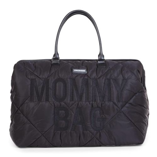 Childhome The Original Mommy Bag – Large Baby Diaper Bag, Mommy Hospital Tote and Travel Tote, Pregnancy Must Haves (Puffered Black)