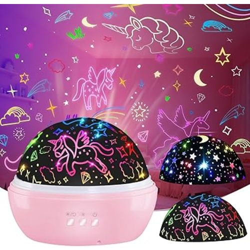 MINGKIDS Unicorn Toys Night Light for Toddler Girls,Unicorn Gifts Age 6-8,Unicorns and Starry Night Light Projector for Kids, Birthday Gift for 3-10 Year Olds Girls