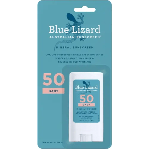 Blue Lizard BABY Mineral Sunscreen Stick with Zinc Oxide, SPF 50+, Water Resistant, UVA/UVB Protection - Easy to apply, Fragrance Free, .5 oz