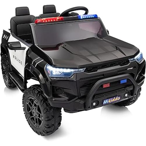 24V 10Ah Electric Police Car Ride on Toy for Big Kids, 4WD 2 Seater Kids Ride on Car SUV w/Remote Control, 4x200W Motors - Black