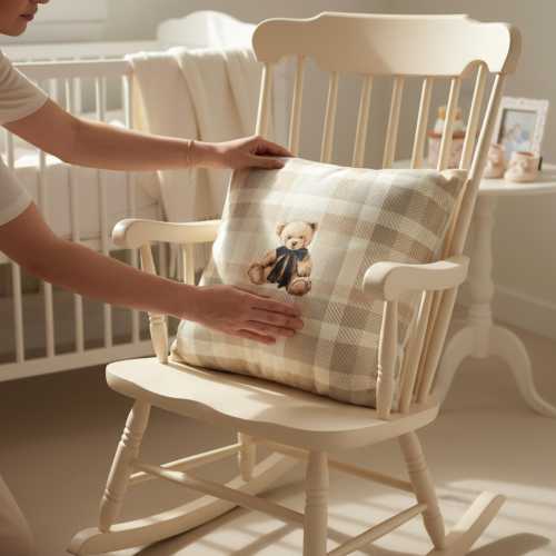 Neutral Teddy Plaid pillow cover, Cozy Baby Room Accent, Preppy Beige nursery decor