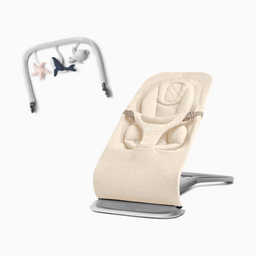 Evolve Bouncer & Toy Bar Bundle - Cream & Gray