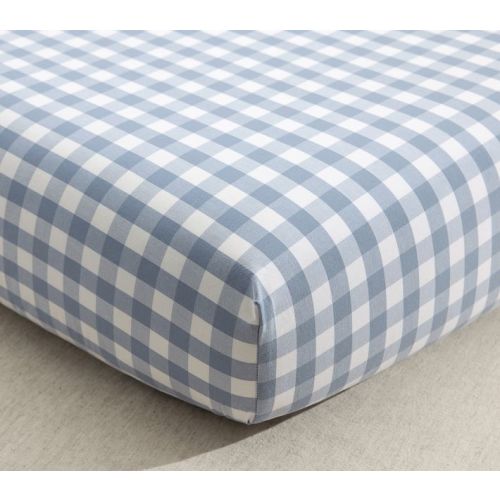 Gingham Organic Crib Fitted Sheet - Chambray Blue