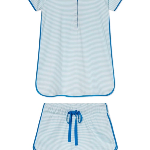 LAKE | Women | Pima Cotton Pajamas | Salt Spray Heritage Stripe | size M | Maternity Shorts Set