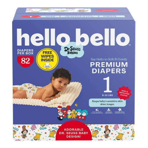 Hello Bello Premium Babies Diapers Club Box with Bonus Wipes - Size 1, 82 Count