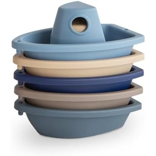 mushie Stackable Bath Boats Floating Toy (Ocean) | Made in Denmark