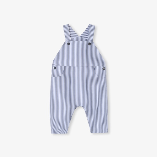 Baby boy overalls in striped twill
