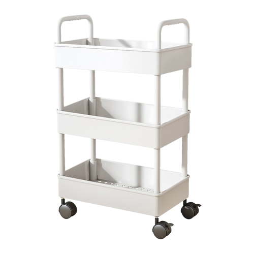 3 Tier Rolling Cart Plastic With Lockable Wheels, Three Tiered Storage Craft Art Trolley Organizer Serving On Wheels, Storage Utility Trolley Carts For Craft, Art, Nail, Lash, Baby Supplies, Cleaning