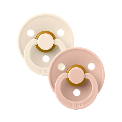Colour Round Natural Rubber Latex Pacifier 2 Pack, Ivory/Blush