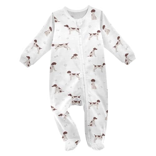 vvfelixl Exercises Doberman Dog Baby Sleepers For Girl Boys Newborn Baby Play One-Piece Footies For 0-24 Months White