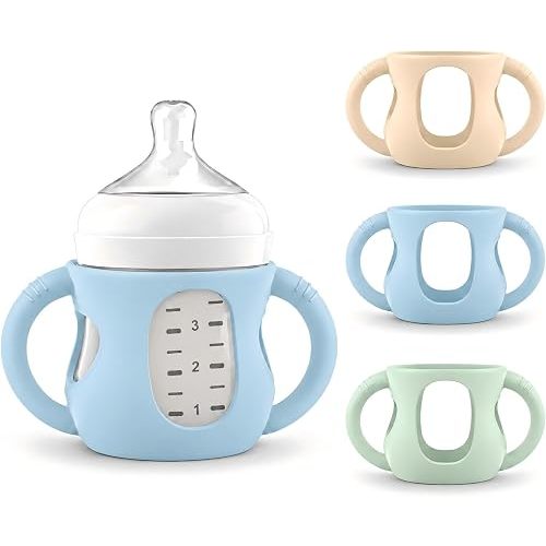 3-Pack Silicone Sleeves with Handles for Philips Avent 4 oz Glass Bottles