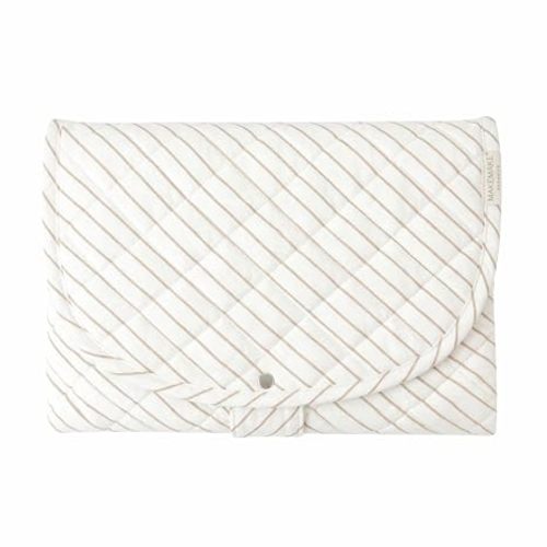 Makemake Organics Organic Portable Changing Pad GOTS Certified Organic Cotton Fill Portable Diaper Changing Mat Diaper Clutch Changing Station Kit Compact Travel Pad (33"x34", Oat Stripes)