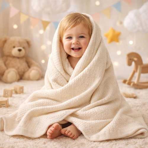 Organic Cotton Baby Blanket – Soft, Breathable, GOTS Certified Heirloom Quality