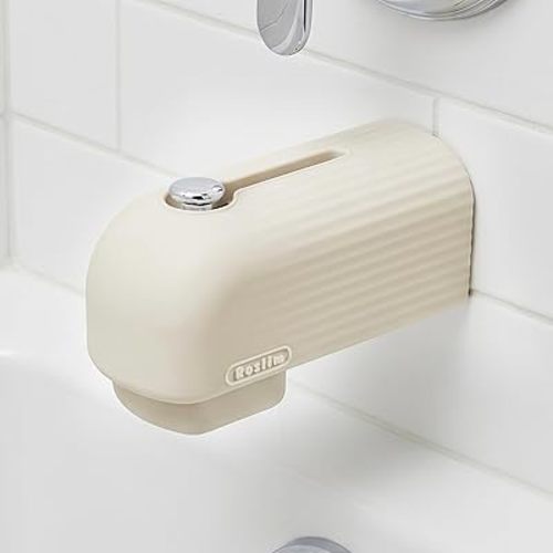Roslim Faucet Cover Bathtub for Baby, Silicone Tub Spout Cover, Faucet Protector for Kids, Bath Spout Guard for Baby, Toddler Faucet Cover, Water Spout Cover for Child Safety, Universal Fit, Ivory