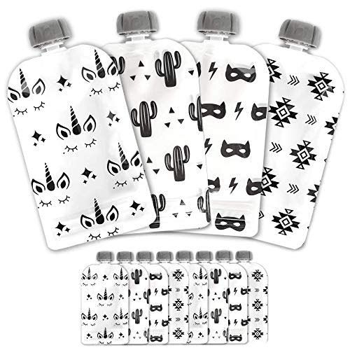 Hippypotamus Reusable Baby Food Pouches - 12 Pack - Baby Food Storage - BPA Free Pouches Toddler - Refillable Squeeze Pouch for Kids - Unicorn, Superhero, Cactus, Tribal