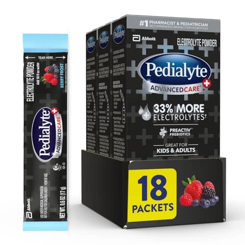 Pedialyte AdvancedCare Plus Electrolyte Powder Packets, Berry Frost | Fast Hydration for Adults and Kids, Convenient Electrolyte Packets, on-the-go Rehydration Designed to Work Better than Water