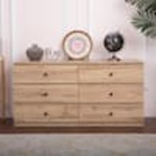 AndMakers Light Oak 6-Drawer 47 in. Wide Chest of Drawers PWS-CD1100-LO