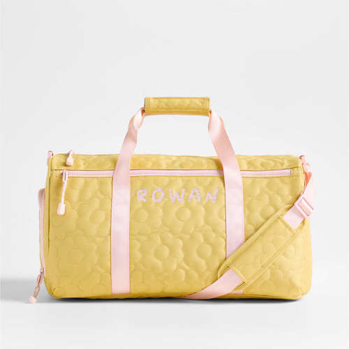 Personalized Dreamer Quilted Yellow Flower Kids Duffel Bag