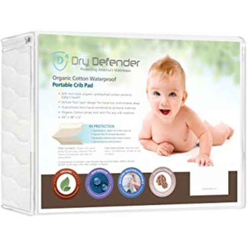 Organic, Waterproof Natural Quilted Fitted Portable/Mini Crib Pad Cover