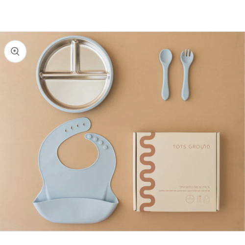 Stainless Steel Baby Feeding Set 6+ Months - Baby Blue